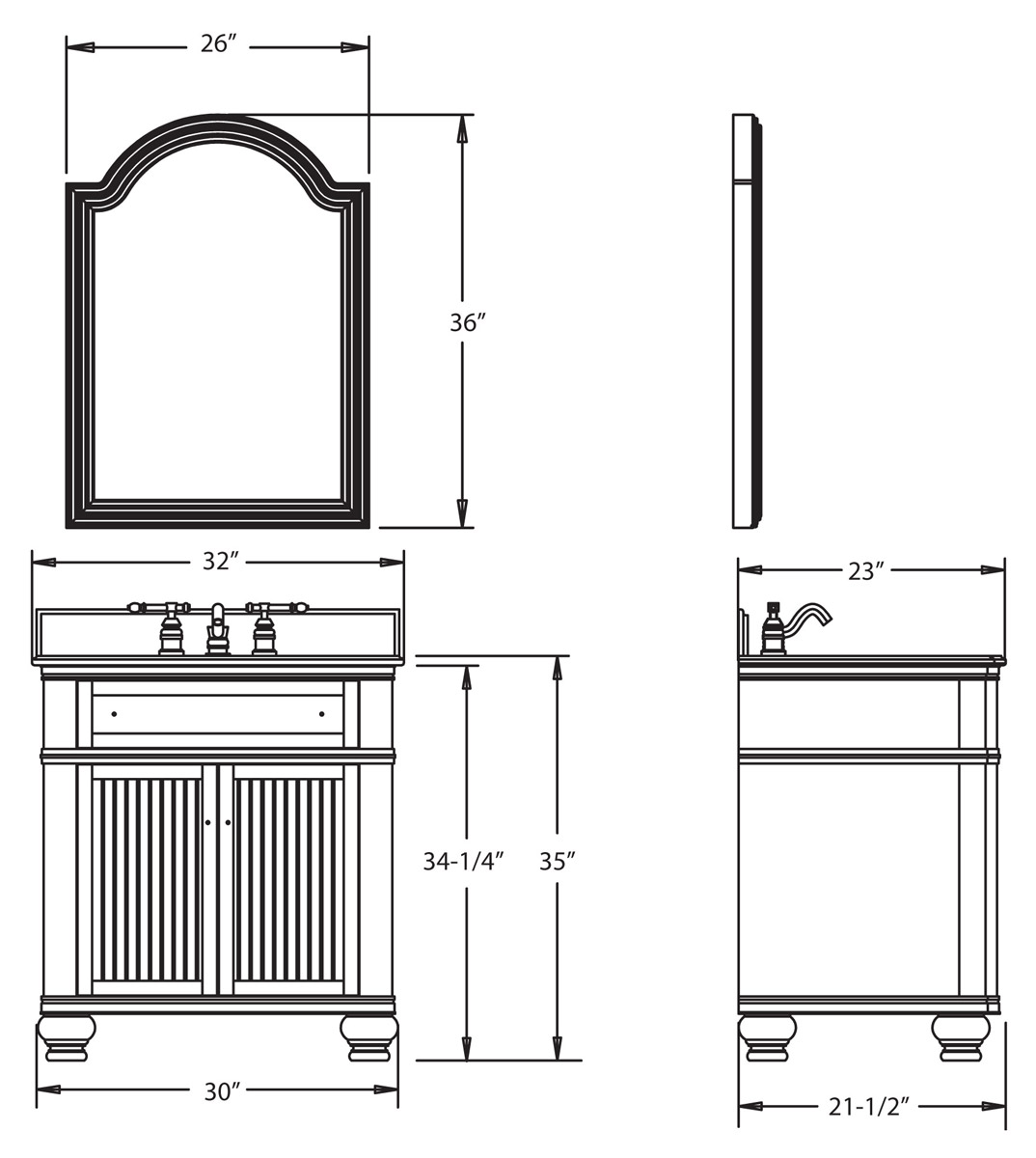 30.5" Venice Single Bath Vanity With Black Granite Top 30.5" Venice Single Bath Vanity With Black Granite Top