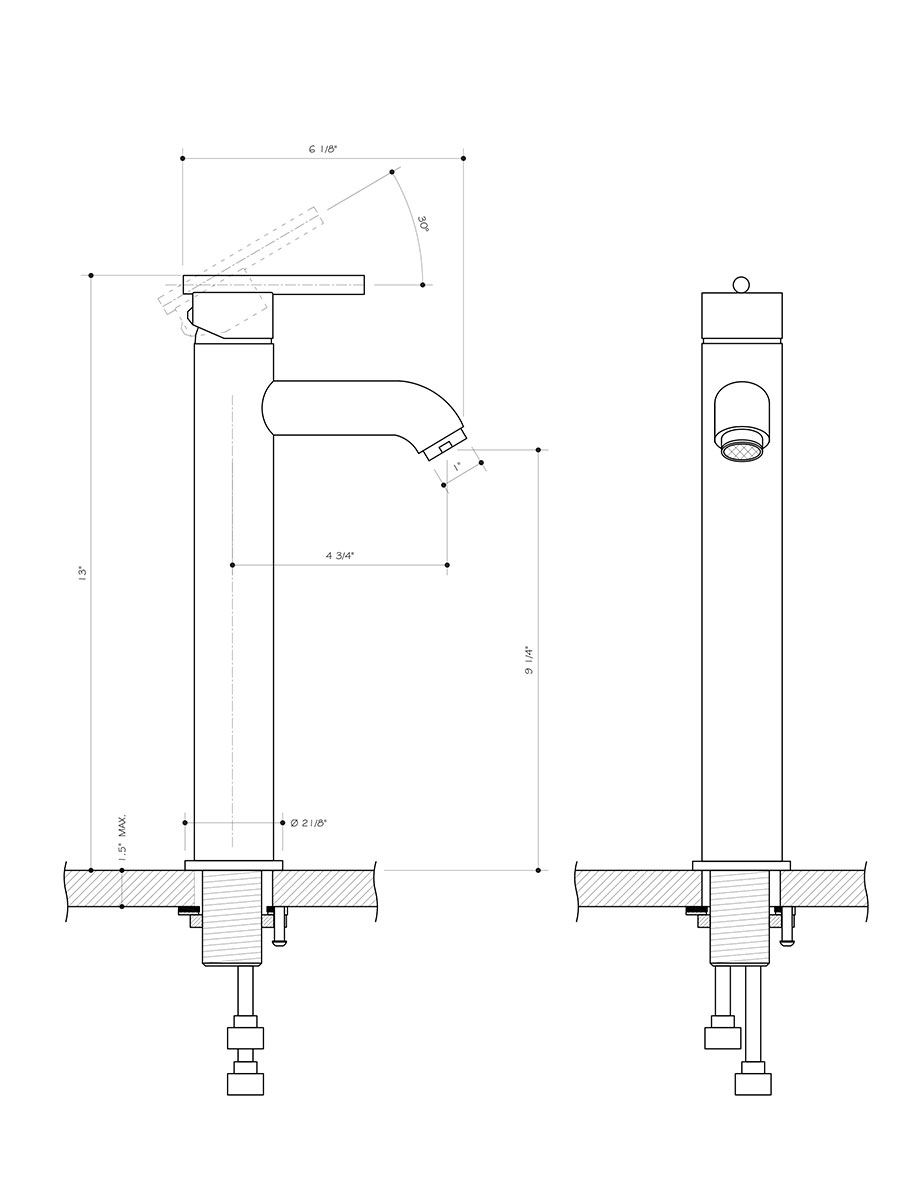 Vessel Faucet - Dimensions Vessel Faucet - Dimensions