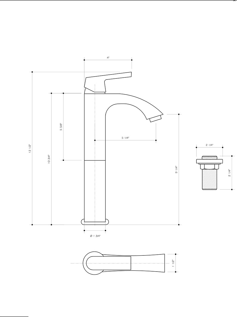 Vessel Faucet (VG03013) - Dimensions Vessel Faucet (VG03013) - Dimensions