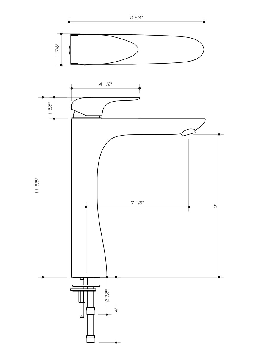 Dimensions of Erasma Vessel Faucet Dimensions of Erasma Vessel Faucet