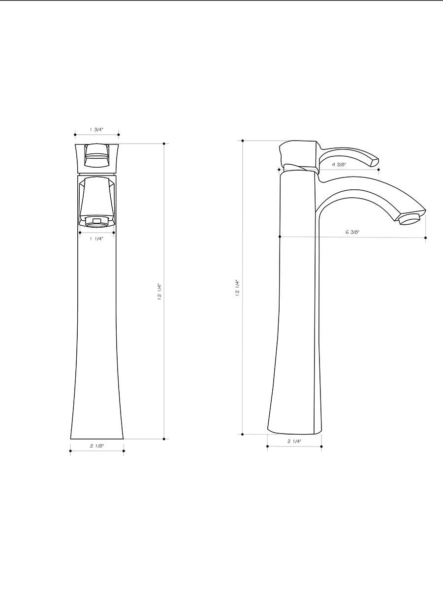 Otis Vessel Faucet - Dimensions Otis Vessel Faucet - Dimensions