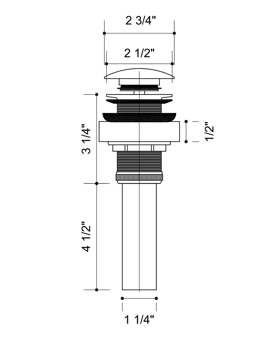 Dimensions of Pop-Up Drain Included With All Faucet Sets Dimensions of Pop-Up Drain Included With All Faucet Sets