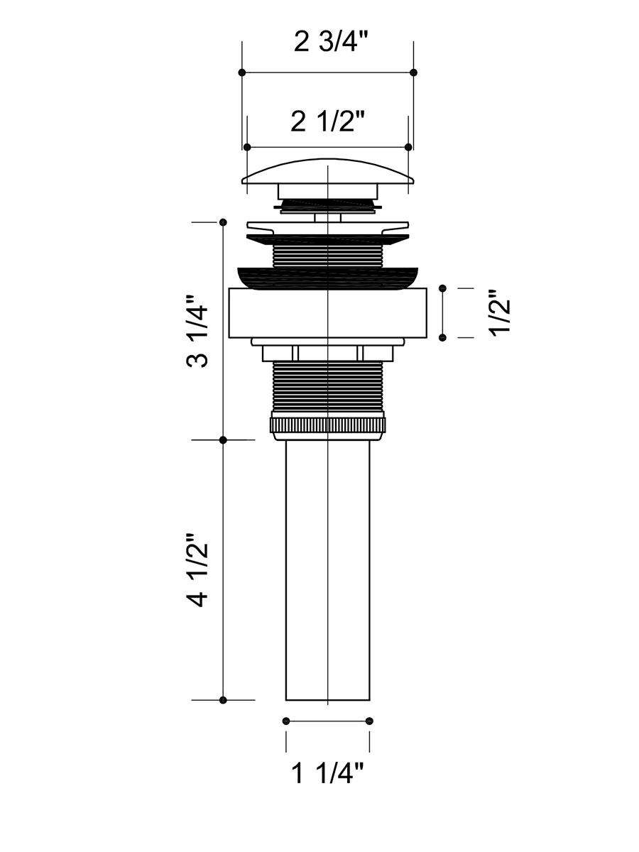 Pop-Up Drain (Included in All Faucet Sets) - Dimensions Pop-Up Drain (Included in All Faucet Sets) - Dimensions