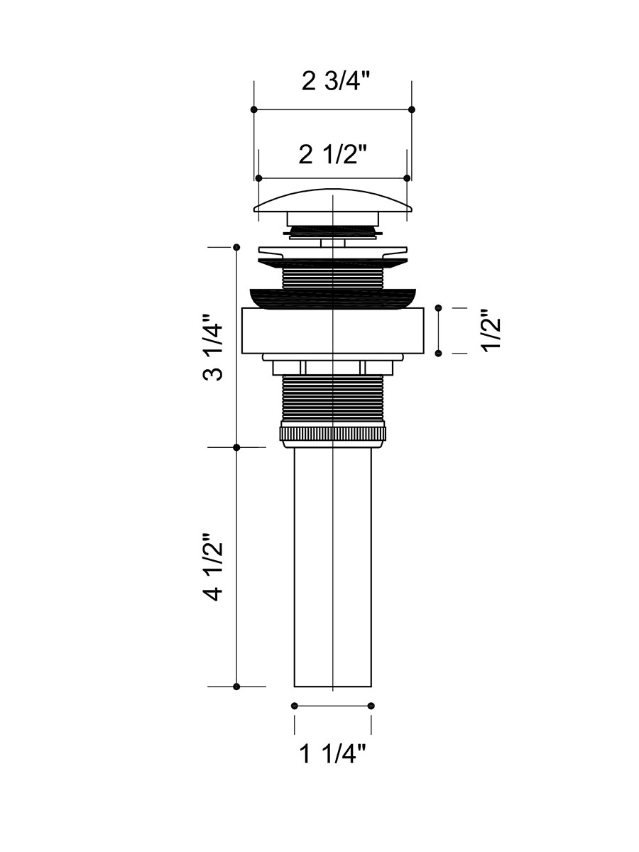 Pop-Up Drain (Included With All Faucet Sets) - Dimensions Pop-Up Drain (Included With All Faucet Sets) - Dimensions