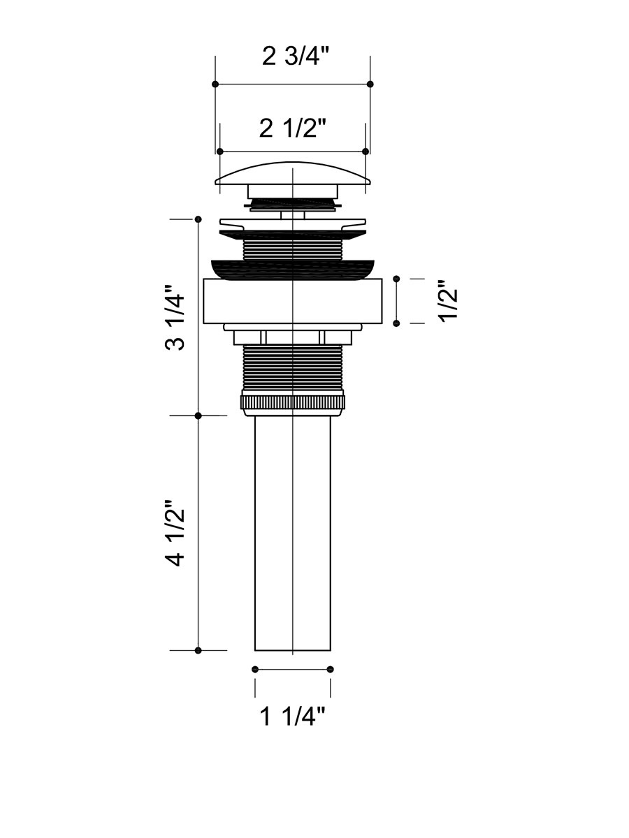 Pop-Up Drain (Included With All Faucet Sets) - Dimensions Pop-Up Drain (Included With All Faucet Sets) - Dimensions
