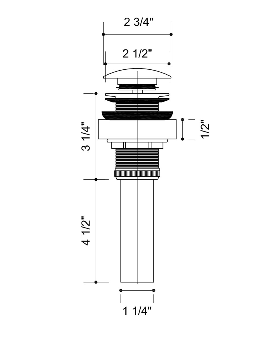 Dimensions For Pop-Up Drain Included in Any Faucet Option Dimensions For Pop-Up Drain Included in Any Faucet Option