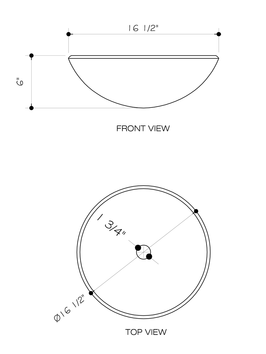 White Frost Glass Vessel Sink - Dimensions White Frost Glass Vessel Sink - Dimensions