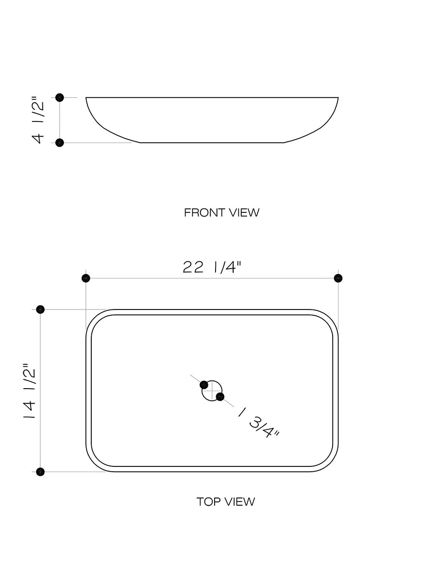 Rectangular Golden Greek Vessel Sink - Dimensions Rectangular Golden Greek Vessel Sink - Dimensions
