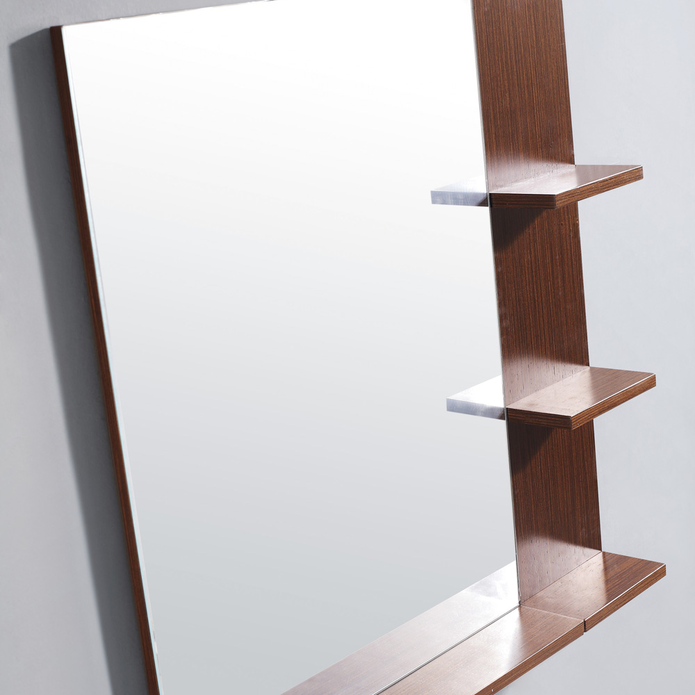 Matching mirror with wenge finished frame and shelving Matching mirror with wenge finished frame and shelving