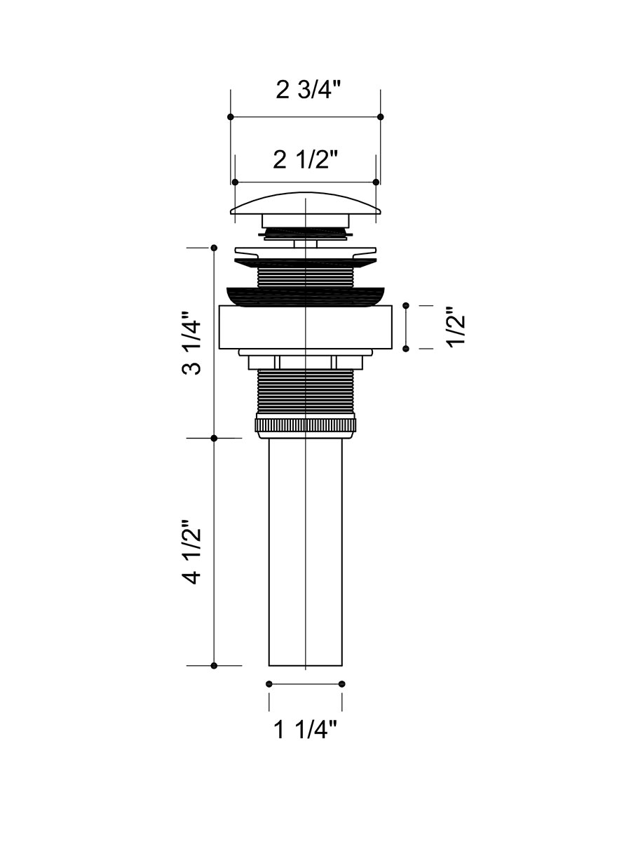 Pop-Up Drain (Included With All Faucet Sets) - Dimensions Pop-Up Drain (Included With All Faucet Sets) - Dimensions
