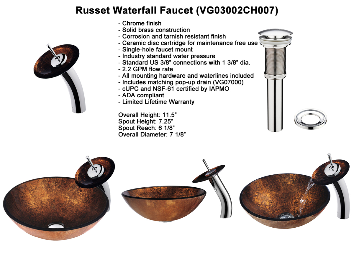 Faucet Set 2 - Waterfall Faucet in Chrome (VGT007CHRND) Faucet Set 2 - Waterfall Faucet in Chrome (VGT007CHRND)