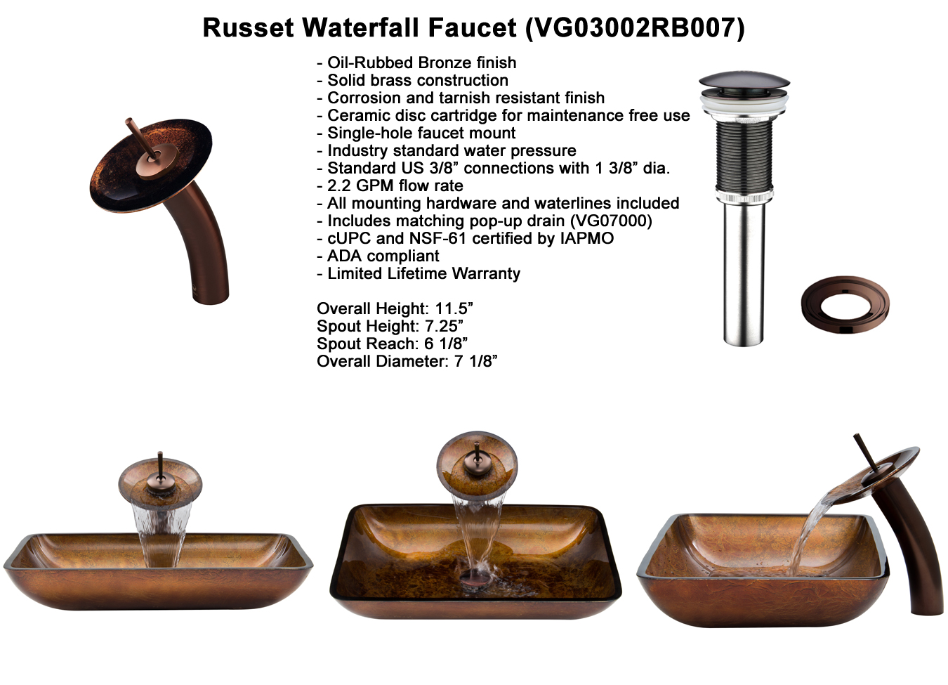 Faucet Set 1 - Waterfall Faucet in Chrome (VGT007CHRCT) Faucet Set 1 - Waterfall Faucet in Chrome (VGT007CHRCT)