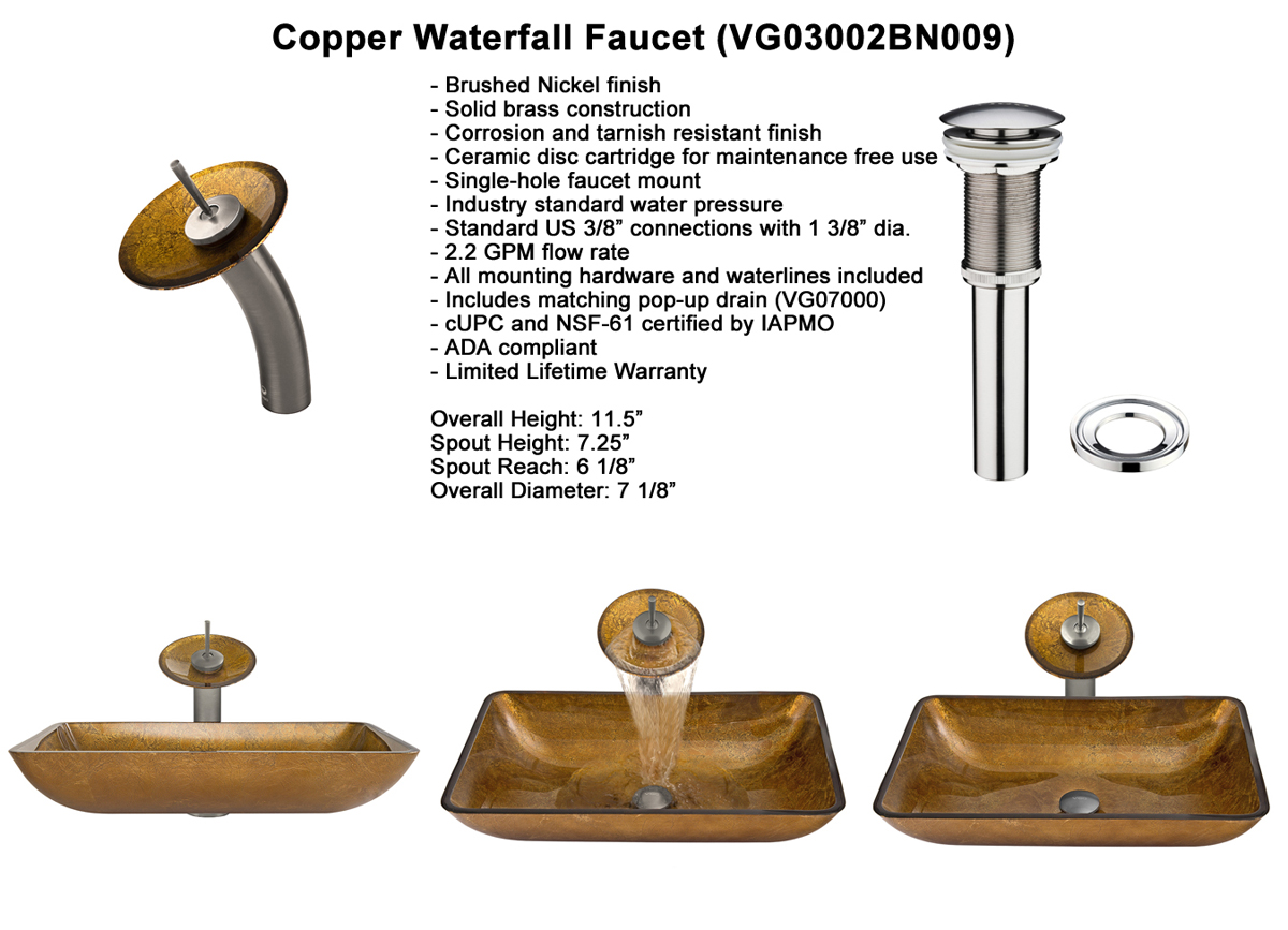 Waterfall Faucet - Dimensions Waterfall Faucet - Dimensions