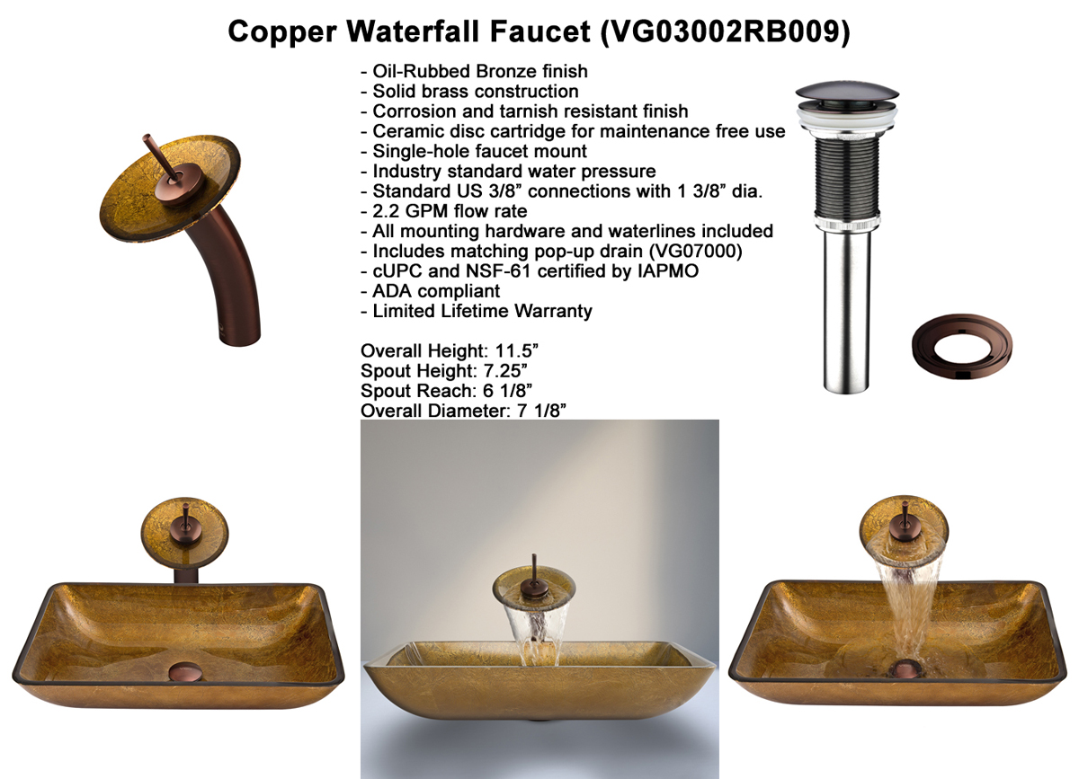 Faucet Set 2 - Waterfall Faucet in Chrome (VGT009CHRCT) Faucet Set 2 - Waterfall Faucet in Chrome (VGT009CHRCT)
