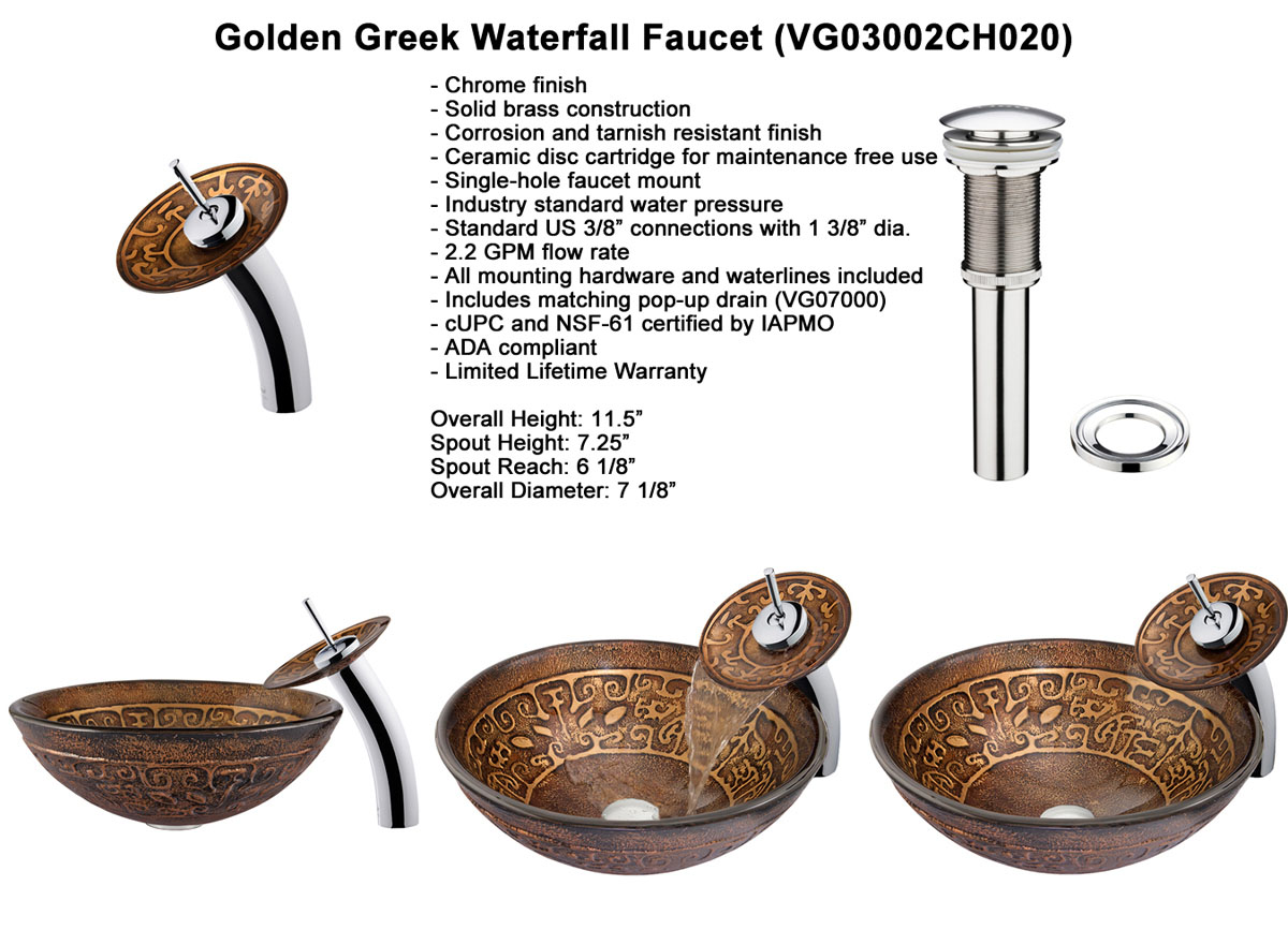 Faucet Option 2: Waterfall Faucet in Chrome (VGT020CHRND) Faucet Option 2: Waterfall Faucet in Chrome (VGT020CHRND)