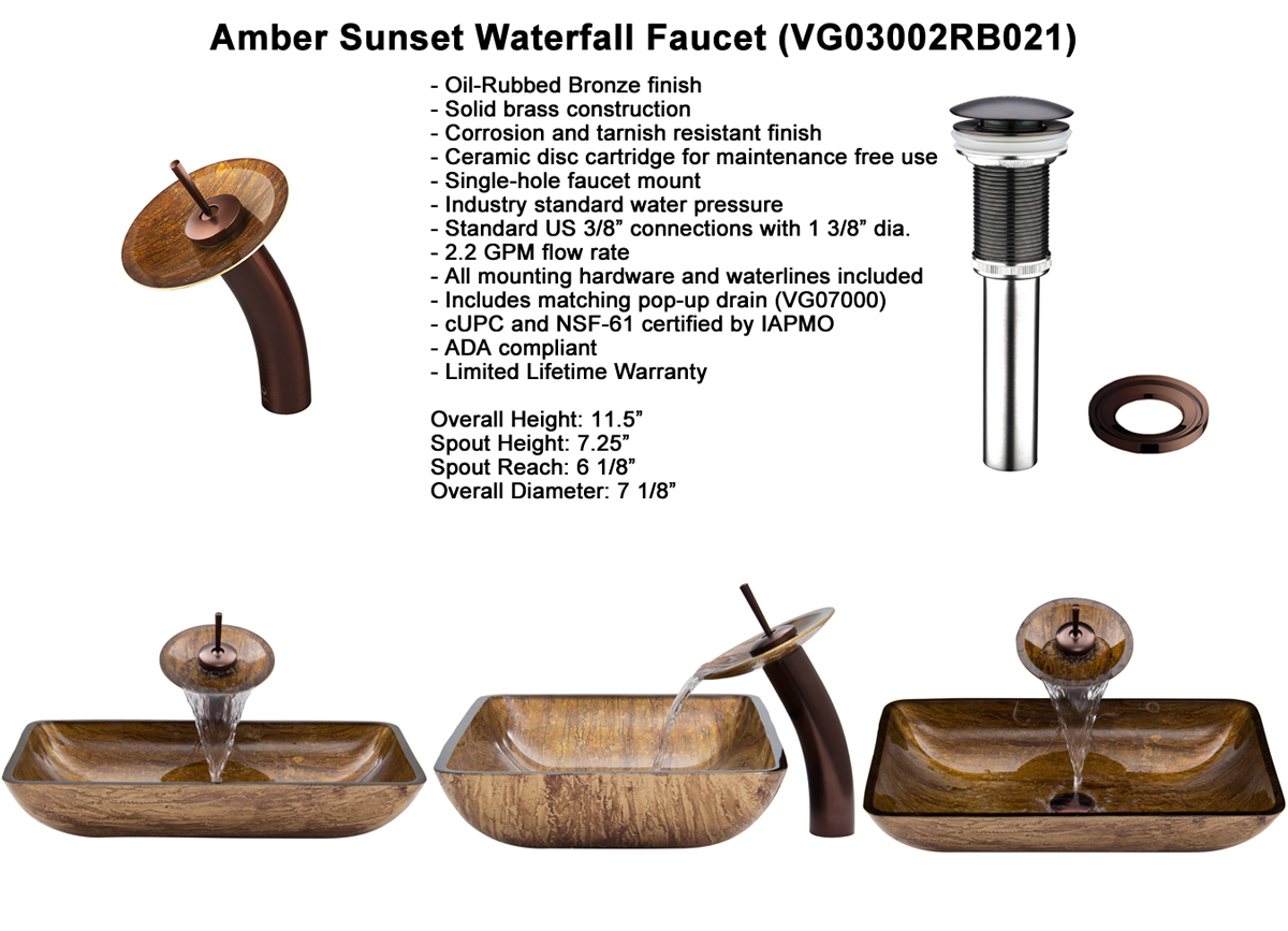 Faucet Set 2 - Waterfall Faucet in Oil-Rubbed Chrome (VGT021RBRCT) Faucet Set 2 - Waterfall Faucet in Oil-Rubbed Chrome (VGT021RBRCT)