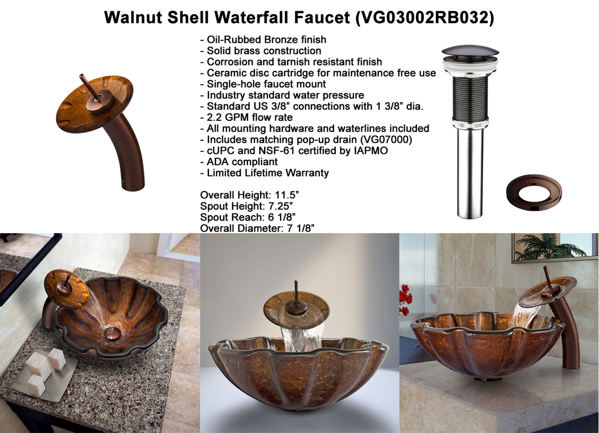 Faucet Set 3: Waterfall Faucet in Oil-Rubbed Bronze (VGT032BNRND) Faucet Set 3: Waterfall Faucet in Oil-Rubbed Bronze (VGT032BNRND)