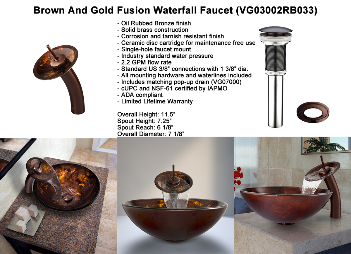 Faucet Option 2: Waterfall Faucet in Oil-Rubbed Bronze (VGT033RBRND) Faucet Option 2: Waterfall Faucet in Oil-Rubbed Bronze (VGT033RBRND)