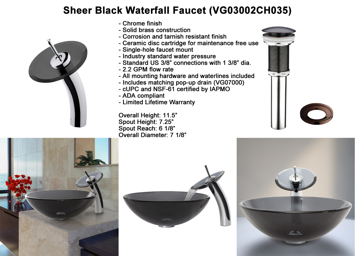 Faucet Set 1 - Waterfall Faucet in Chrome (VGT035CHRND) Faucet Set 1 - Waterfall Faucet in Chrome (VGT035CHRND)
