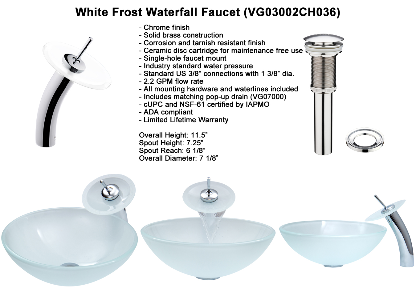 Faucet Set 1 - Waterfall Faucet in Chrome (VGT036CHRND) Faucet Set 1 - Waterfall Faucet in Chrome (VGT036CHRND)