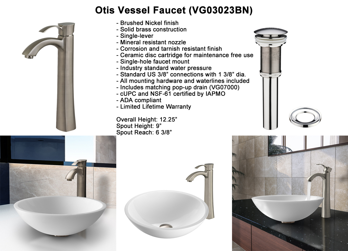 Faucet Set 2 - Otis Vessel Faucet in Brushed Nickel (VGT209) Faucet Set 2 - Otis Vessel Faucet in Brushed Nickel (VGT209)