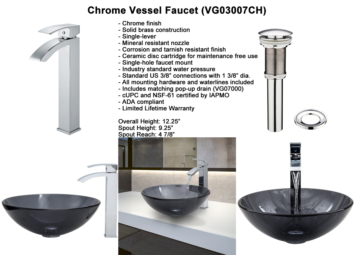 Faucet Set 3 - Chrome Vessel Faucet (VGT252) Faucet Set 3 - Chrome Vessel Faucet (VGT252)