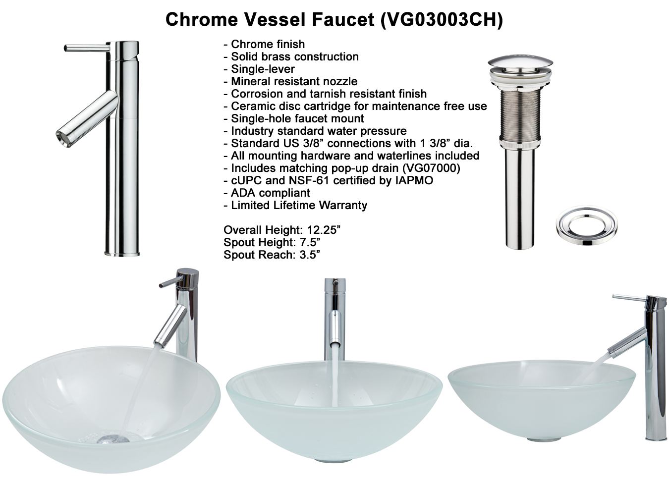 Faucet Set 2 - Chrome Vessel Faucet (VGT263) Faucet Set 2 - Chrome Vessel Faucet (VGT263)