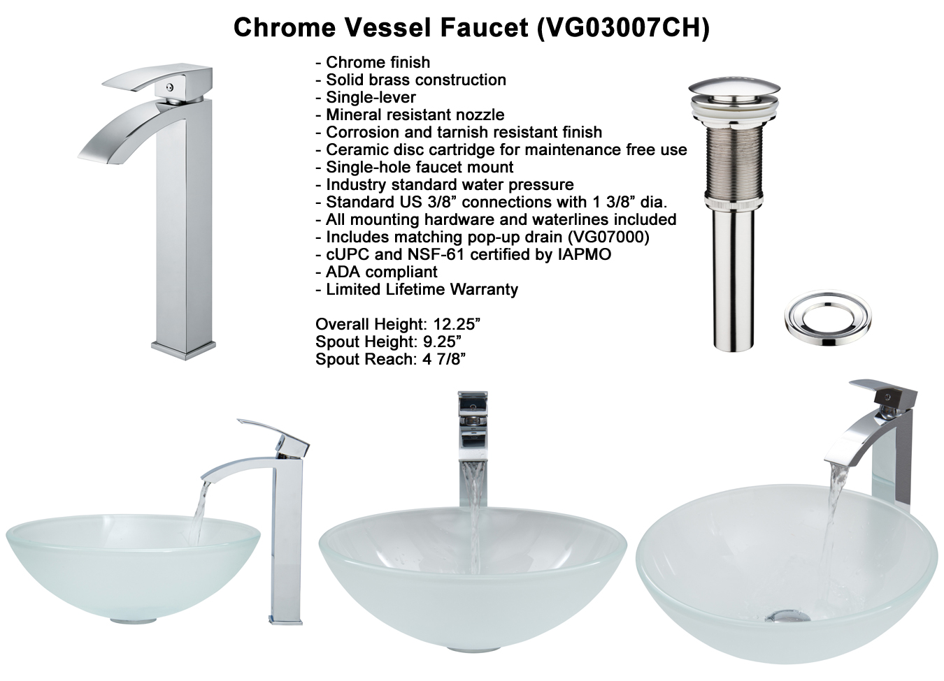 Faucet Set 3 - Chrome Vessel Faucet (VGT265) Faucet Set 3 - Chrome Vessel Faucet (VGT265)