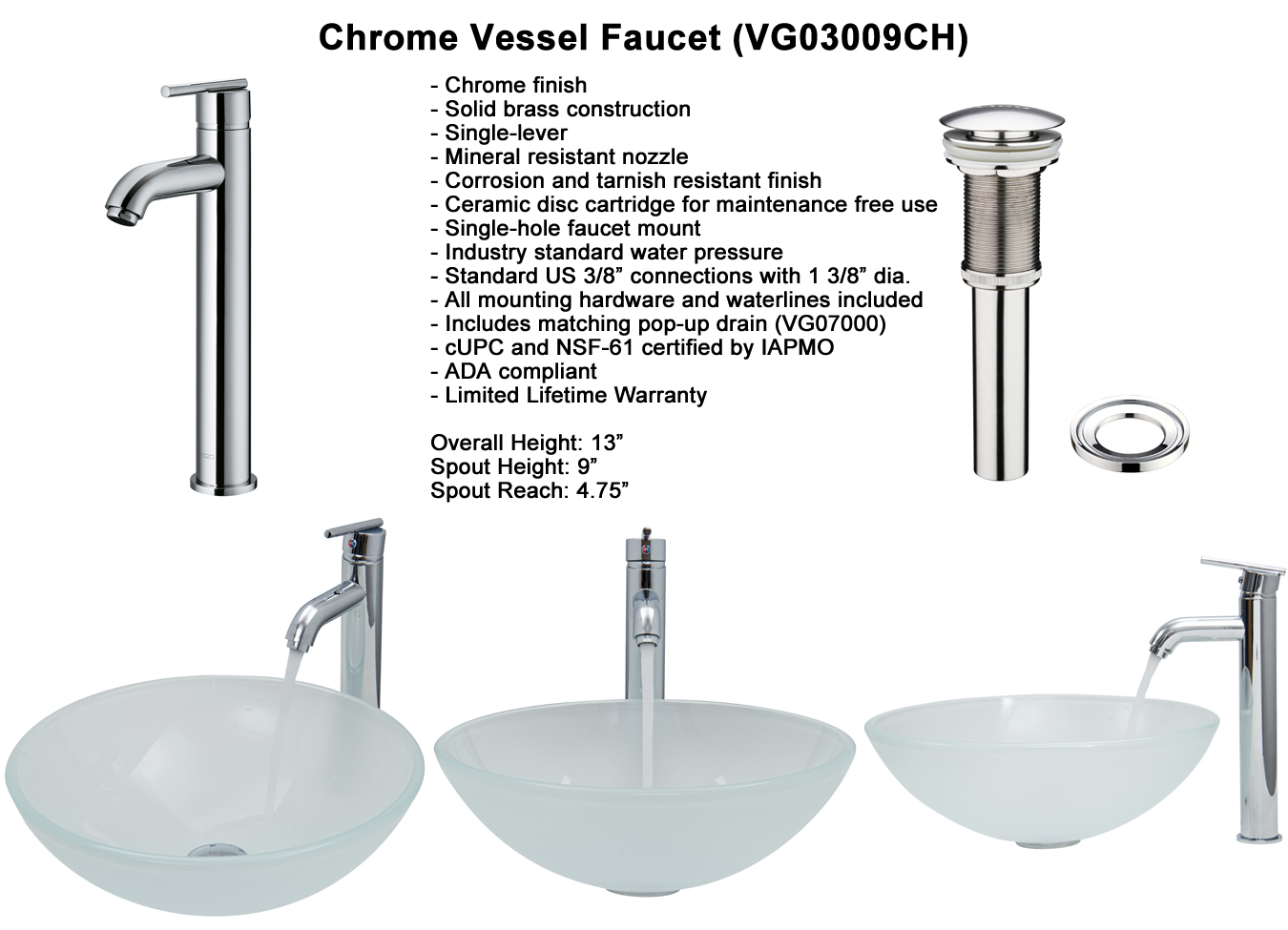 Faucet Set 5 - Chrome Vessel Faucet (VGT269) Faucet Set 5 - Chrome Vessel Faucet (VGT269)