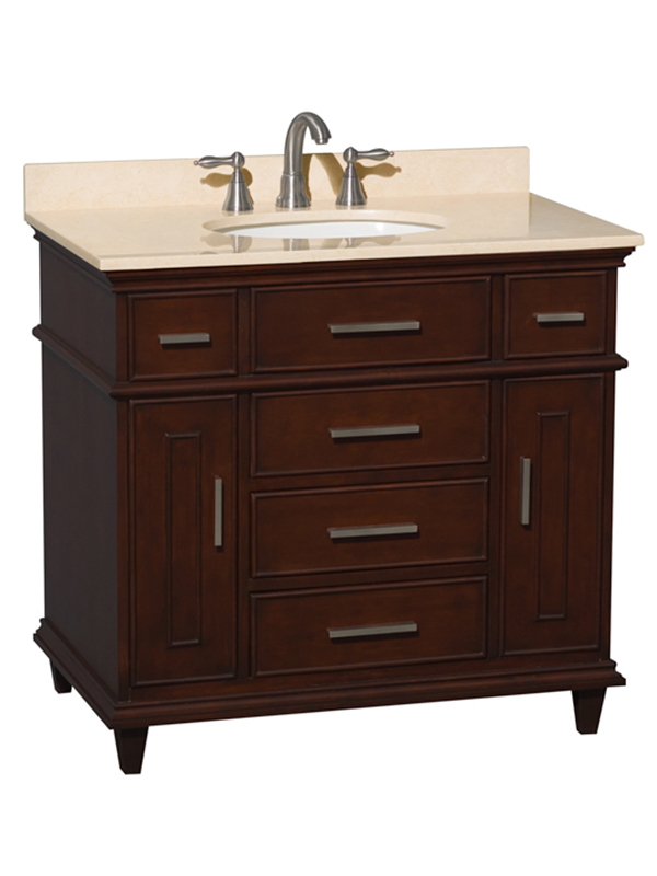 36" Berkeley Single Bath Vanity - Shown With Cream Marble Top 36" Berkeley Single Bath Vanity - Shown With Cream Marble Top