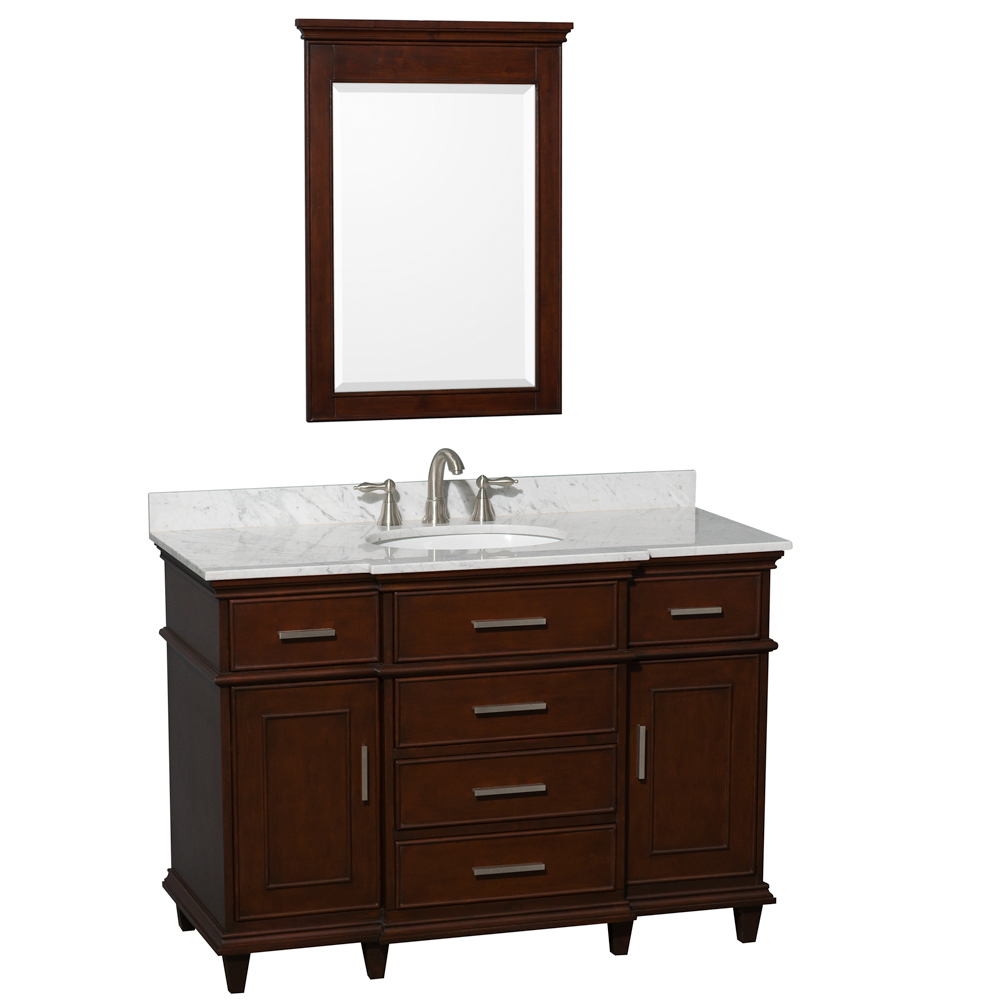 Carrera White Marble Top - Shown With Small Mirror