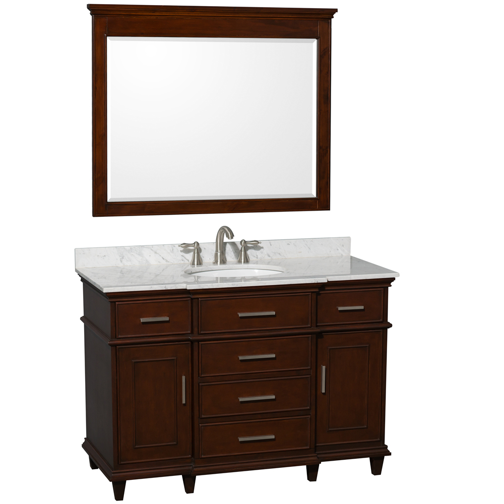 Carrera White Marble Top - Shown With Large Mirror