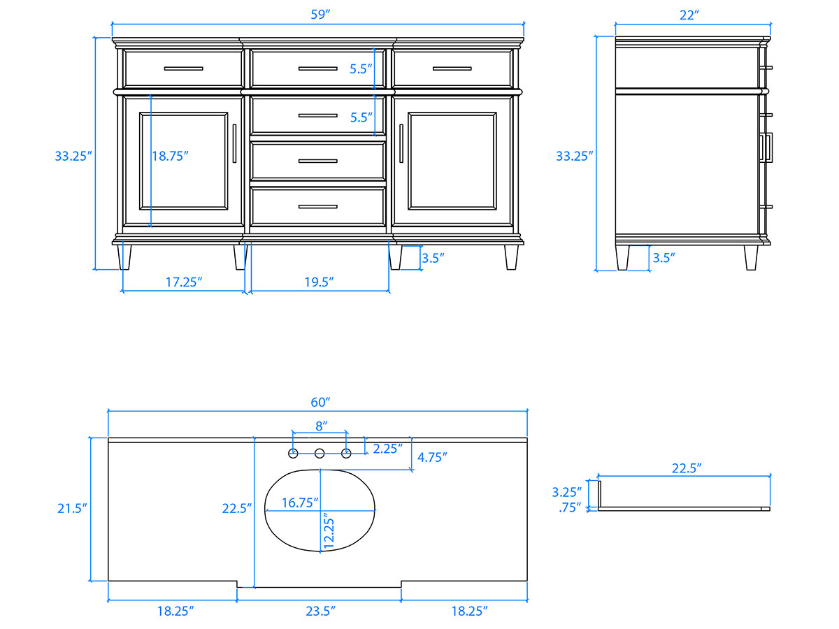 bathroom sink cabinet measurements