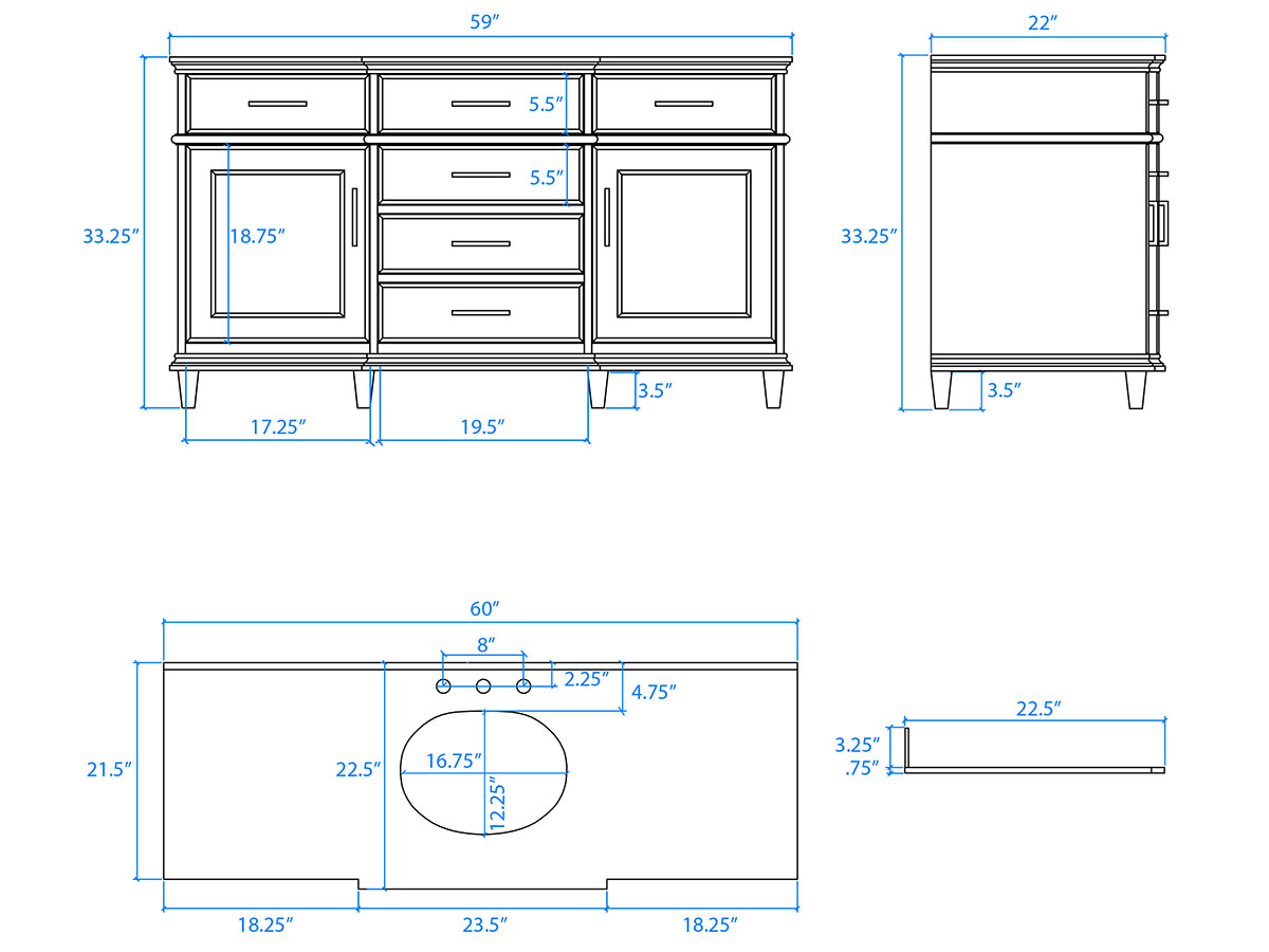 bathroom sink base dimensions