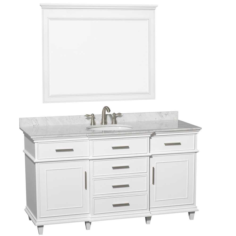 Carrera White Marble Top - Shown With Small Mirror Carrera White Marble Top - Shown With Small Mirror