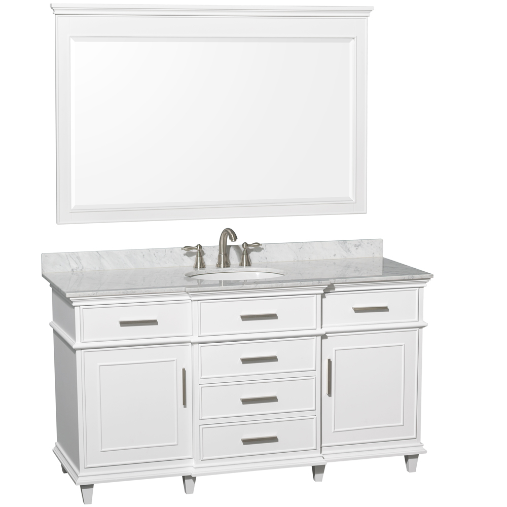 Carrera White Marble Top - Shown With Large Mirror Carrera White Marble Top - Shown With Large Mirror