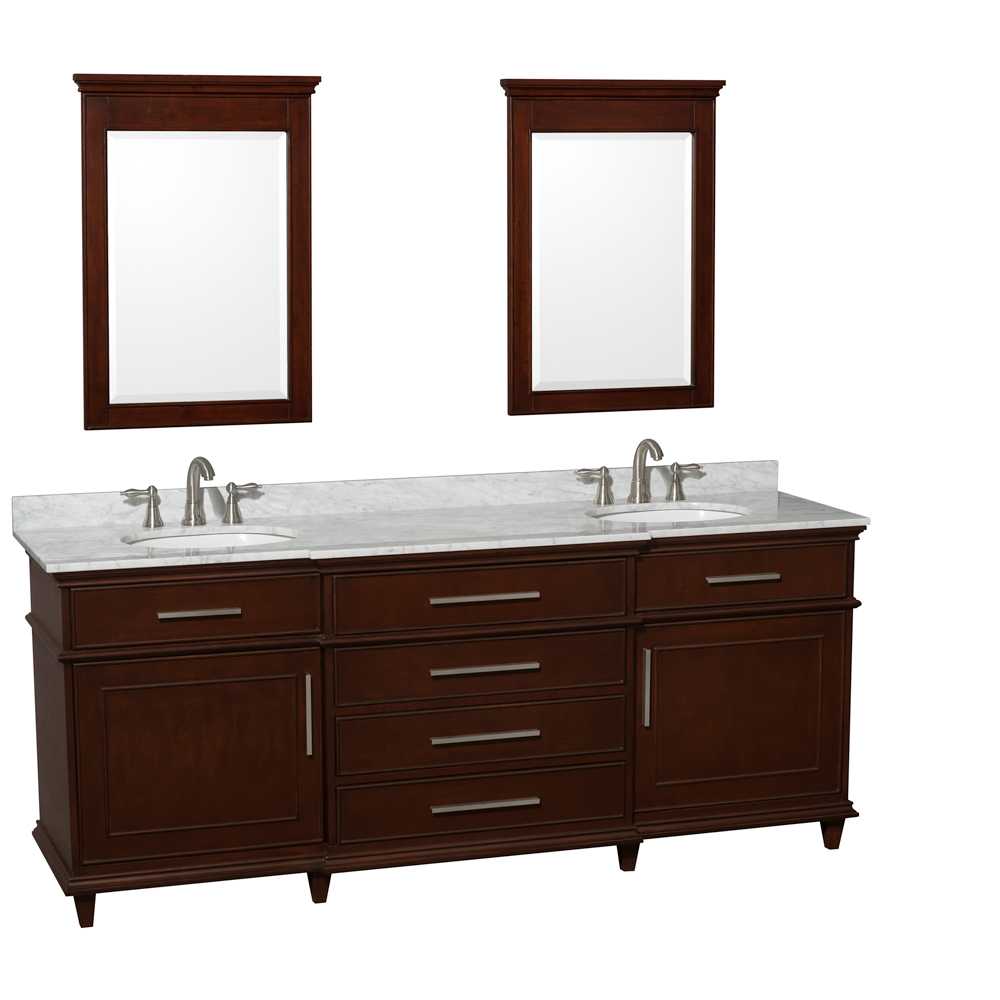 Carrera White Marble Top - Shown With Small Mirrors Carrera White Marble Top - Shown With Small Mirrors