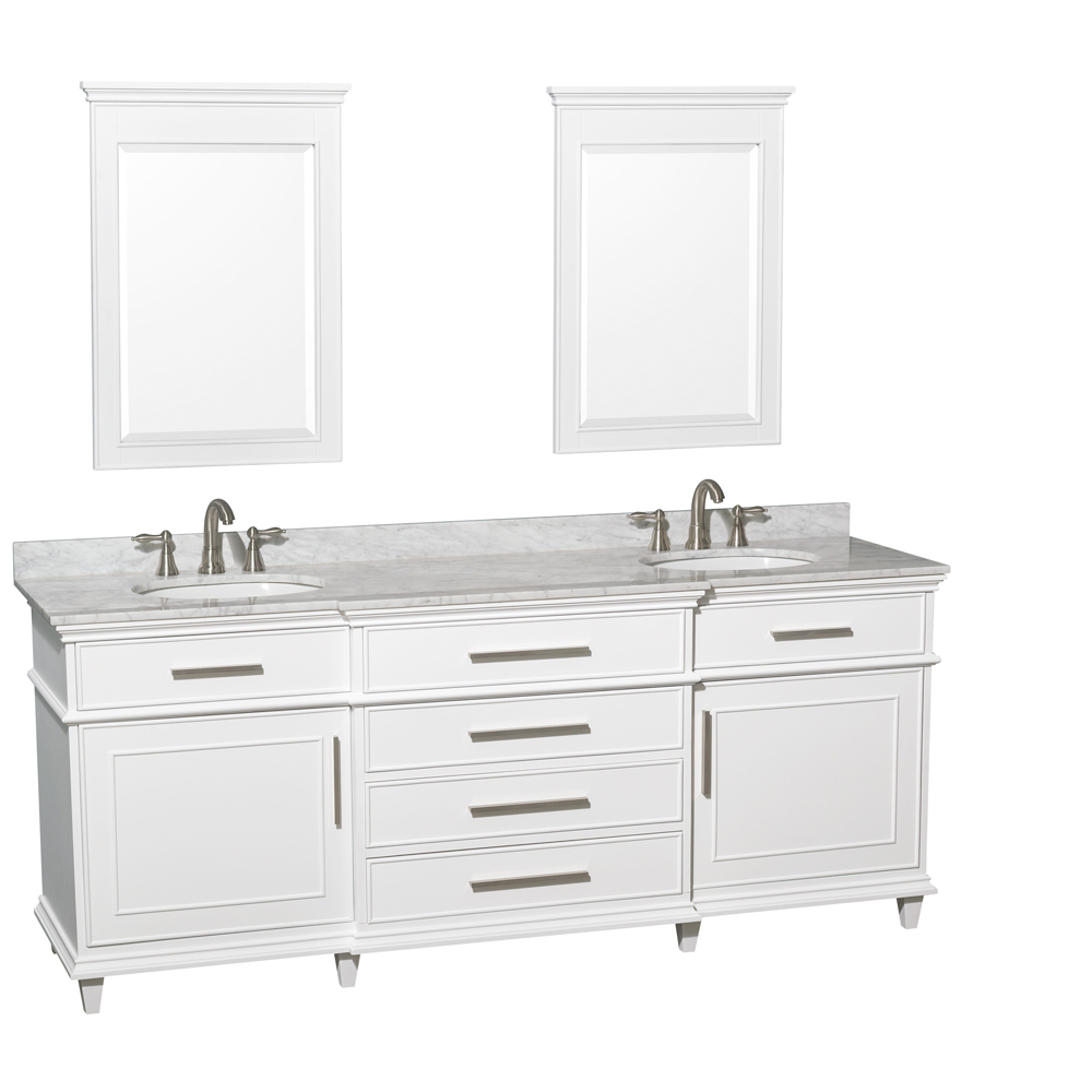Carrera White Marble Top - Shown With Small Mirrors Carrera White Marble Top - Shown With Small Mirrors
