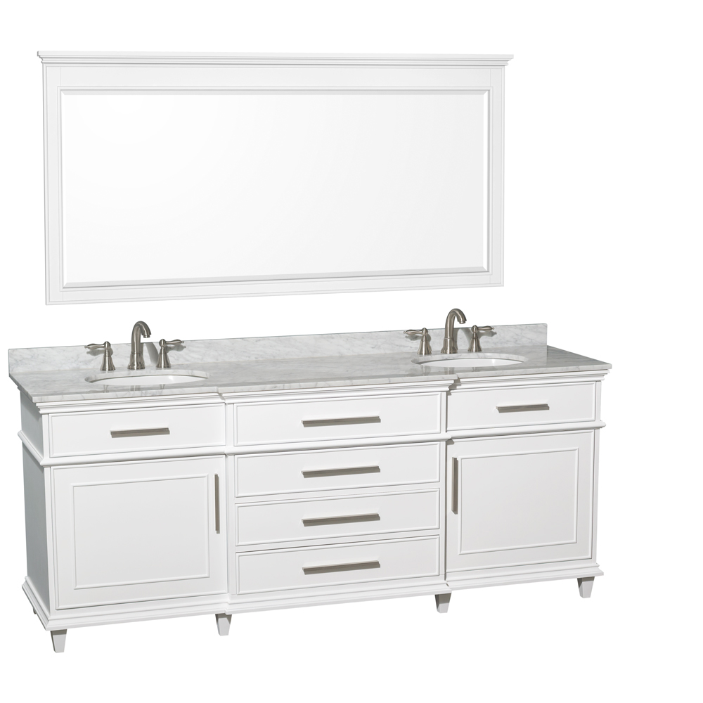 Carrera White Marble Top - Shown With Large Mirror Carrera White Marble Top - Shown With Large Mirror