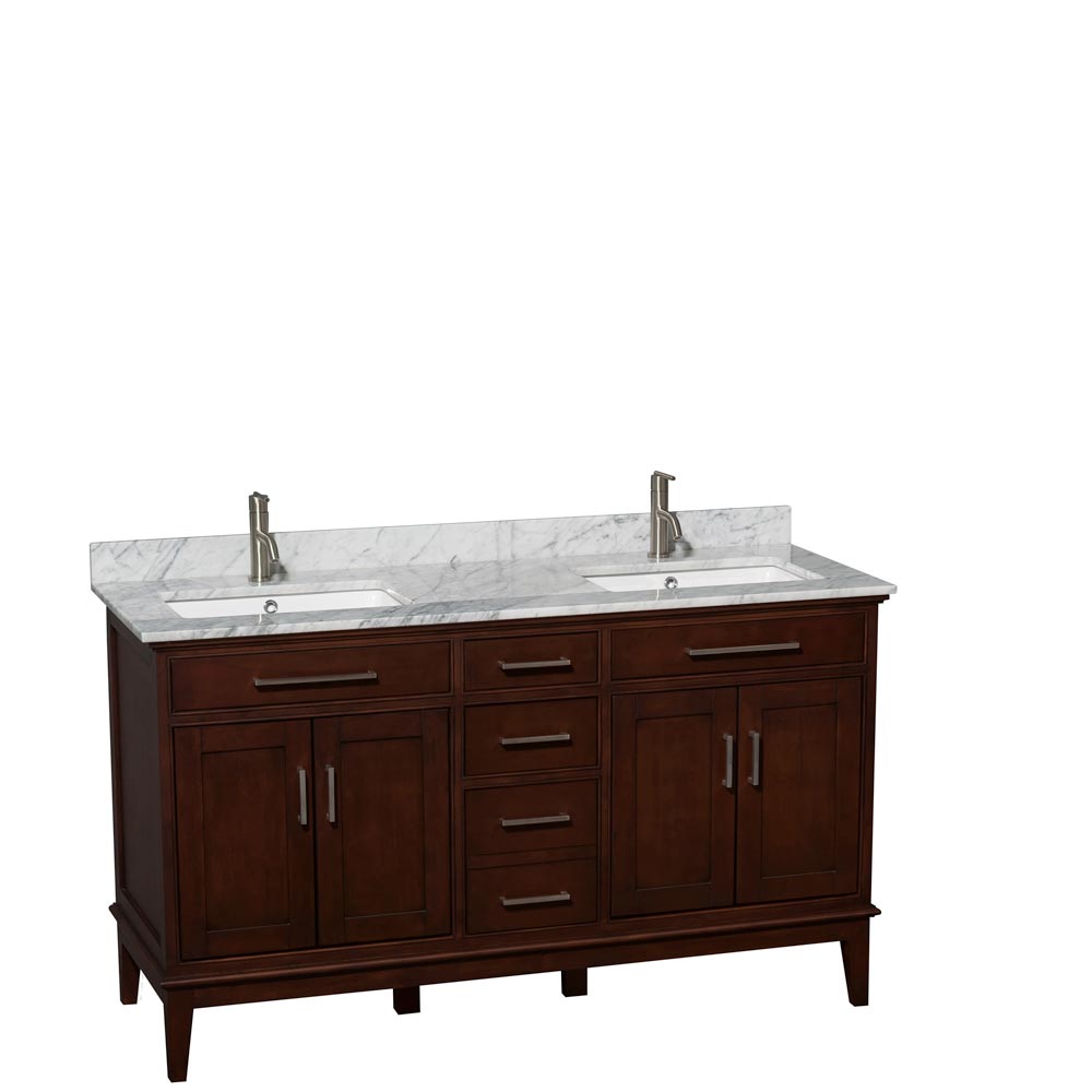 White Carrera Marble Top with Square Sinks