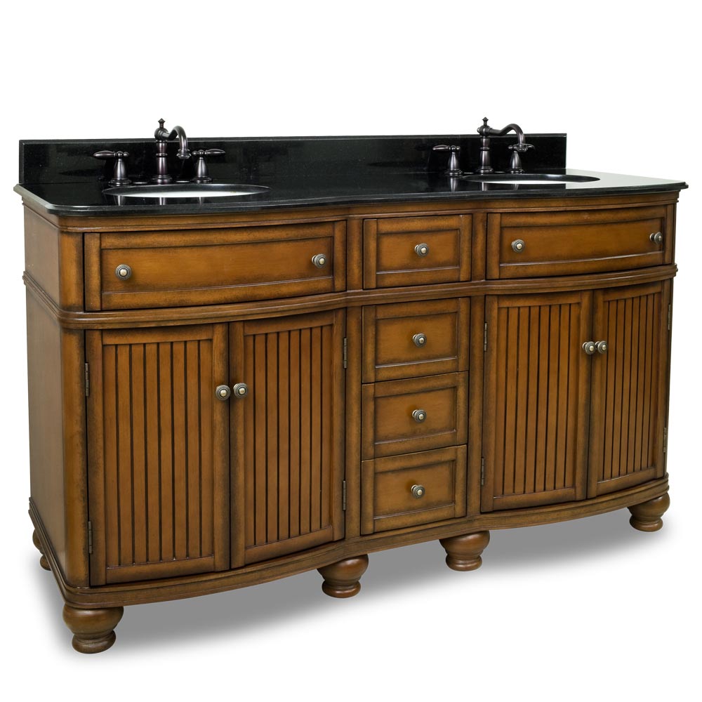60.5" Venice Double Sink Vanity With Black Granite Top 60.5" Venice Double Sink Vanity With Black Granite Top
