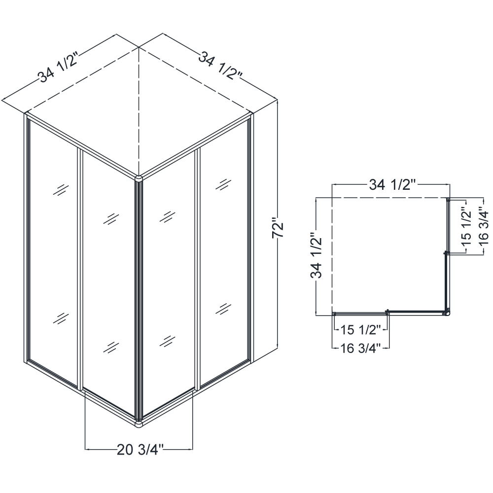 DreamLine Cornerview Framed Sliding Shower  Enclosure and 