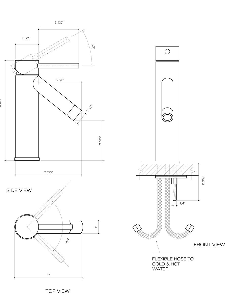 Single-Lever Chrome Faucet - Dimensions Single-Lever Chrome Faucet - Dimensions