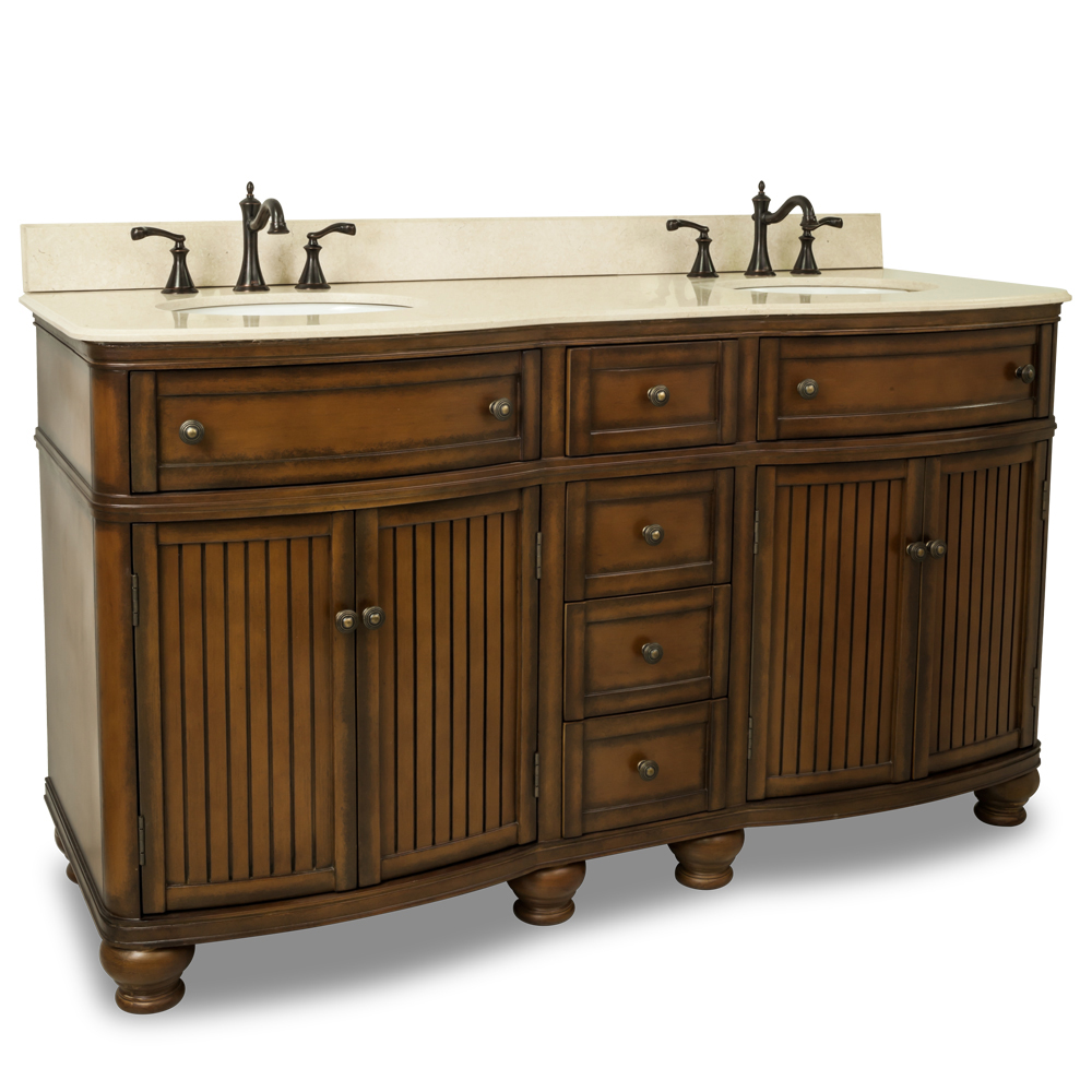 60.5" Venice Double Sink Vanity With Cream Marble Top 60.5" Venice Double Sink Vanity With Cream Marble Top