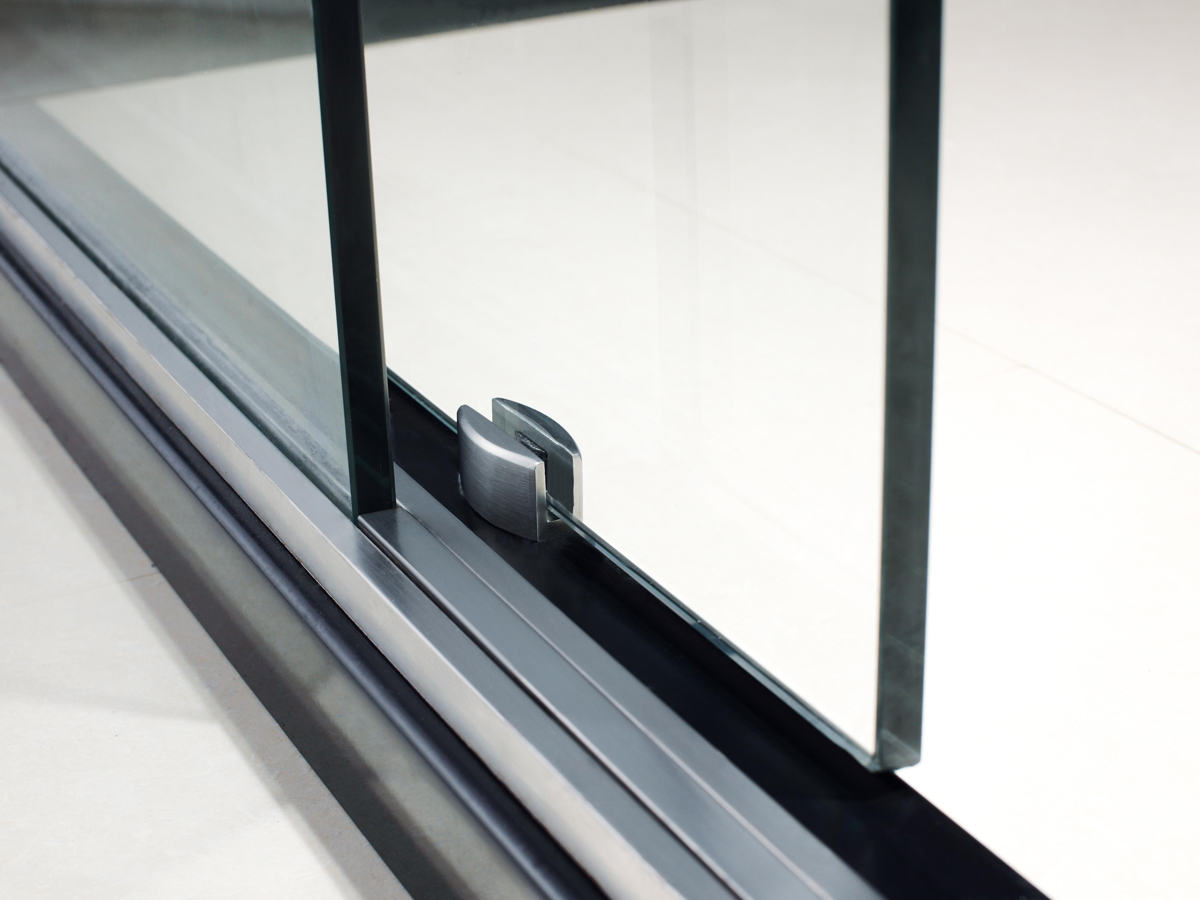 Zurich Sliding Shower Door - Brushed Steel Hardware Zurich Sliding Shower Door - Brushed Steel Hardware