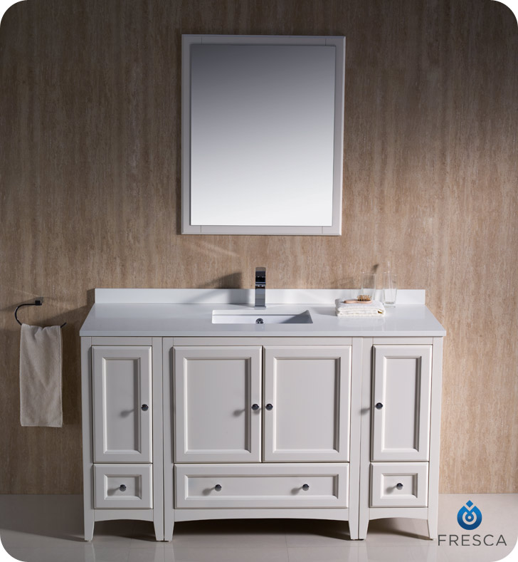 54" oxford single bath vanity - white - bathgems 54" oxford single bath vanity - white - bathgems