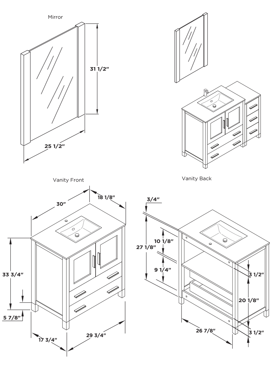 30" to 54" Torino Single Bath Vanity - Light Oak ...