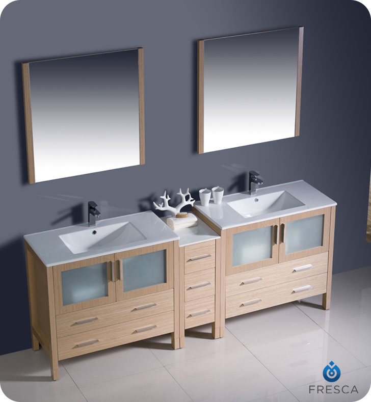Extra Wide Double Bathroom Vanity 83.5" torino double sink vanity - light oak - bathgems Extra Wide Double Bathroom Vanity 83.5" torino double sink vanity - light oak - bathgems