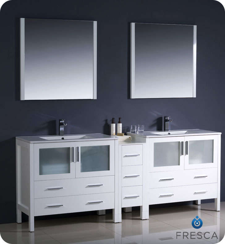 Extra Wide Double Bathroom Vanity 83.5" torino double sink vanity - white - bathgems Extra Wide Double Bathroom Vanity 83.5" torino double sink vanity - white - bathgems