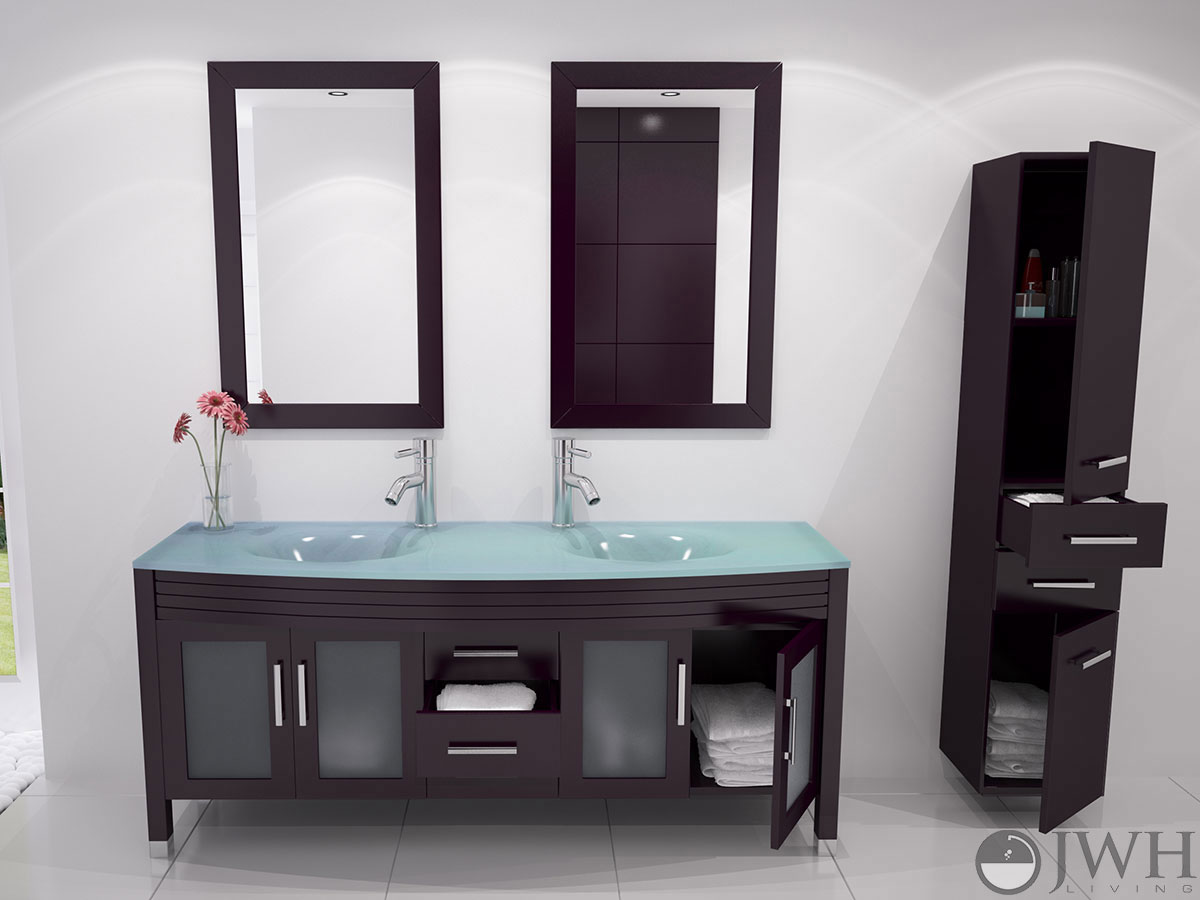 Best Collection of 72+ Alluring Glass Top 63 Bathroom Vanity You Won't Be Disappointed